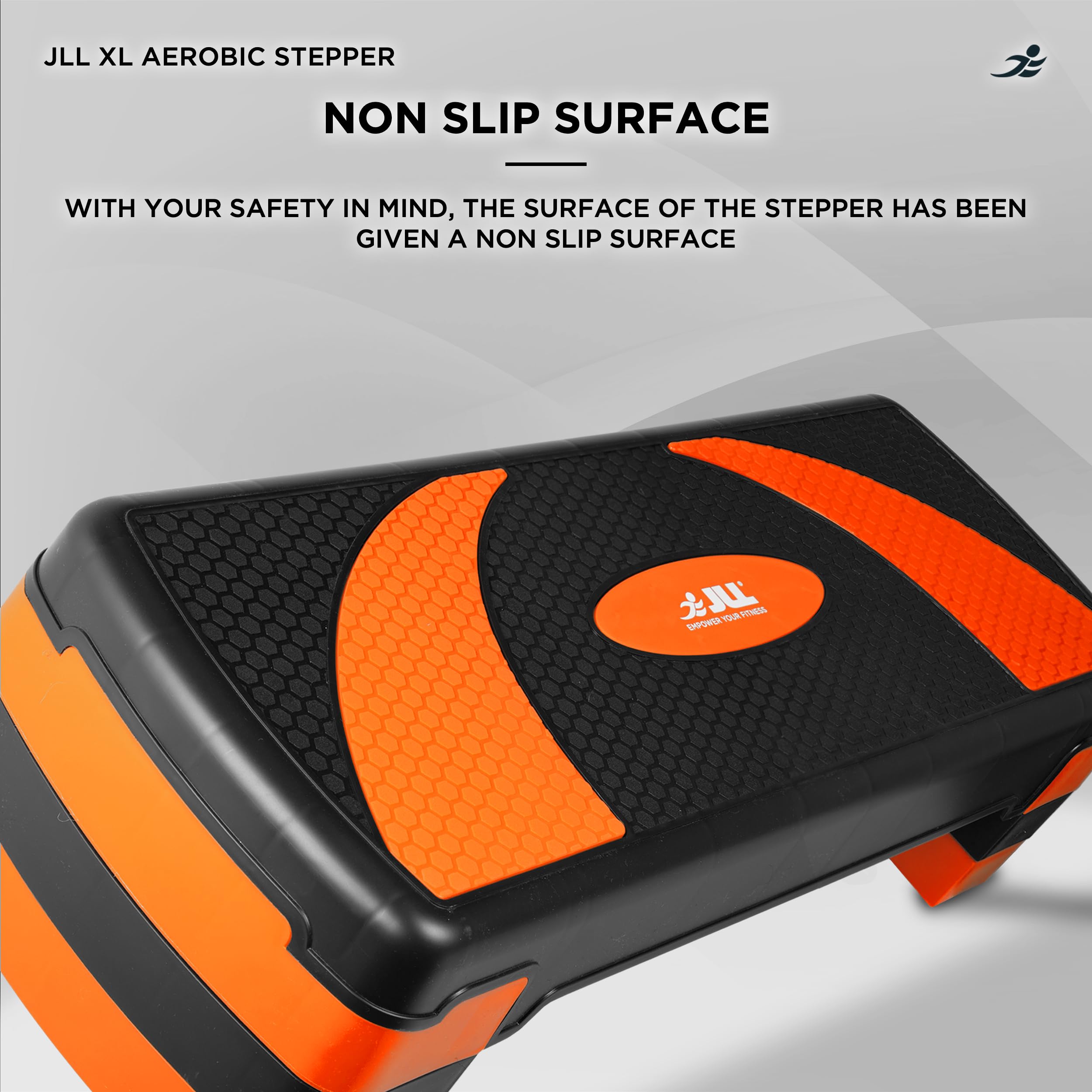 JLL Aerobic Exercise Stepper With Either 2 or 3 Adjustable Step Levels - Great For Home Gym, Cardio, Yoga. (Orange XL)