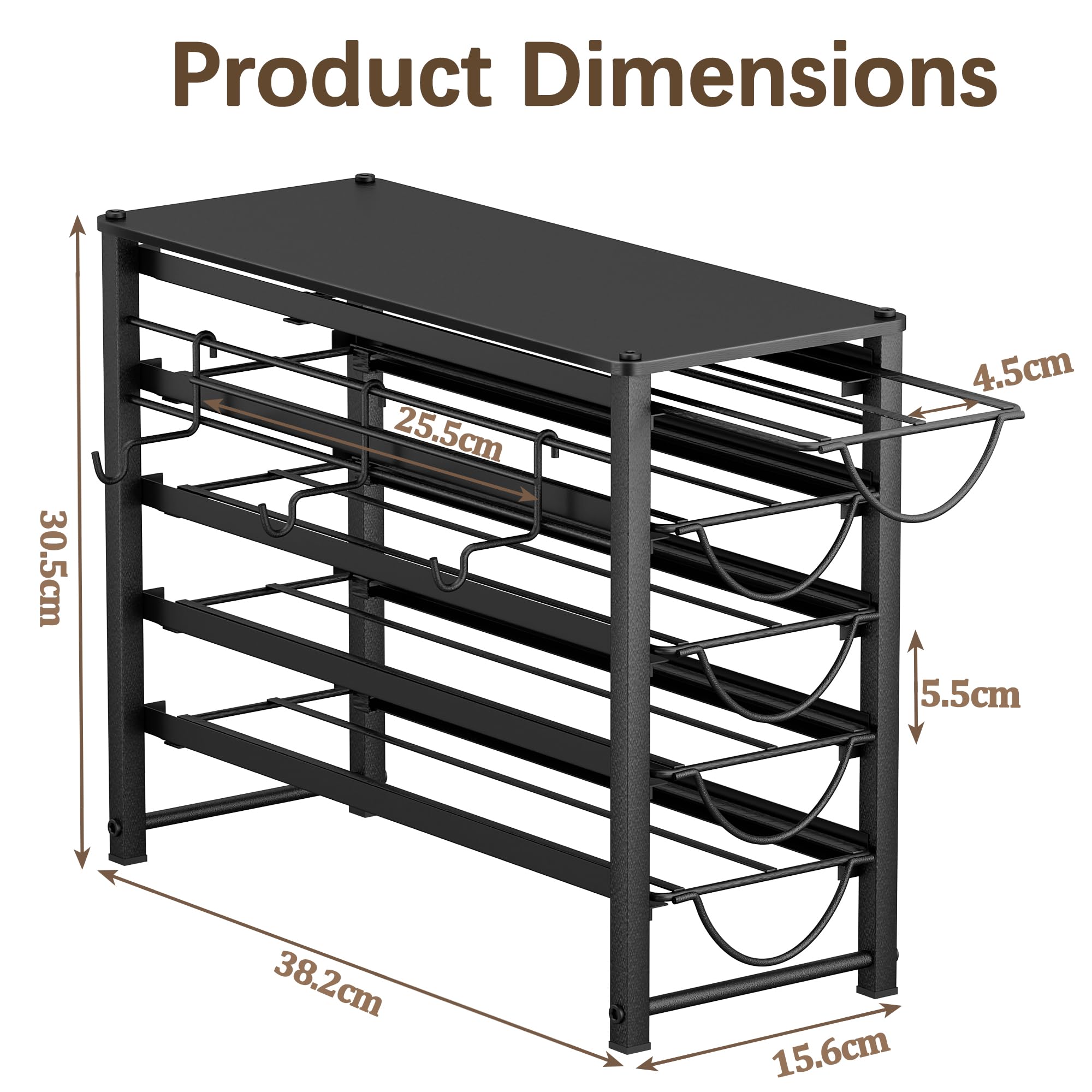 5 Tier Coffee Pod Storge Drawer for Dolce Gusto, 70 Capsules Capacity Pod Holder, Non-Slip Sliding Coffee Holder Organizer, Metal Coffee Pod Storge