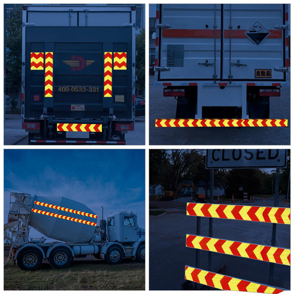 XFXIA Reflective Tape - Yellow & Black, 10cm x 20m, Waterproof, Self-Adhesive Warning Tape for Vehicles, Cars, Trailers, Outdoors