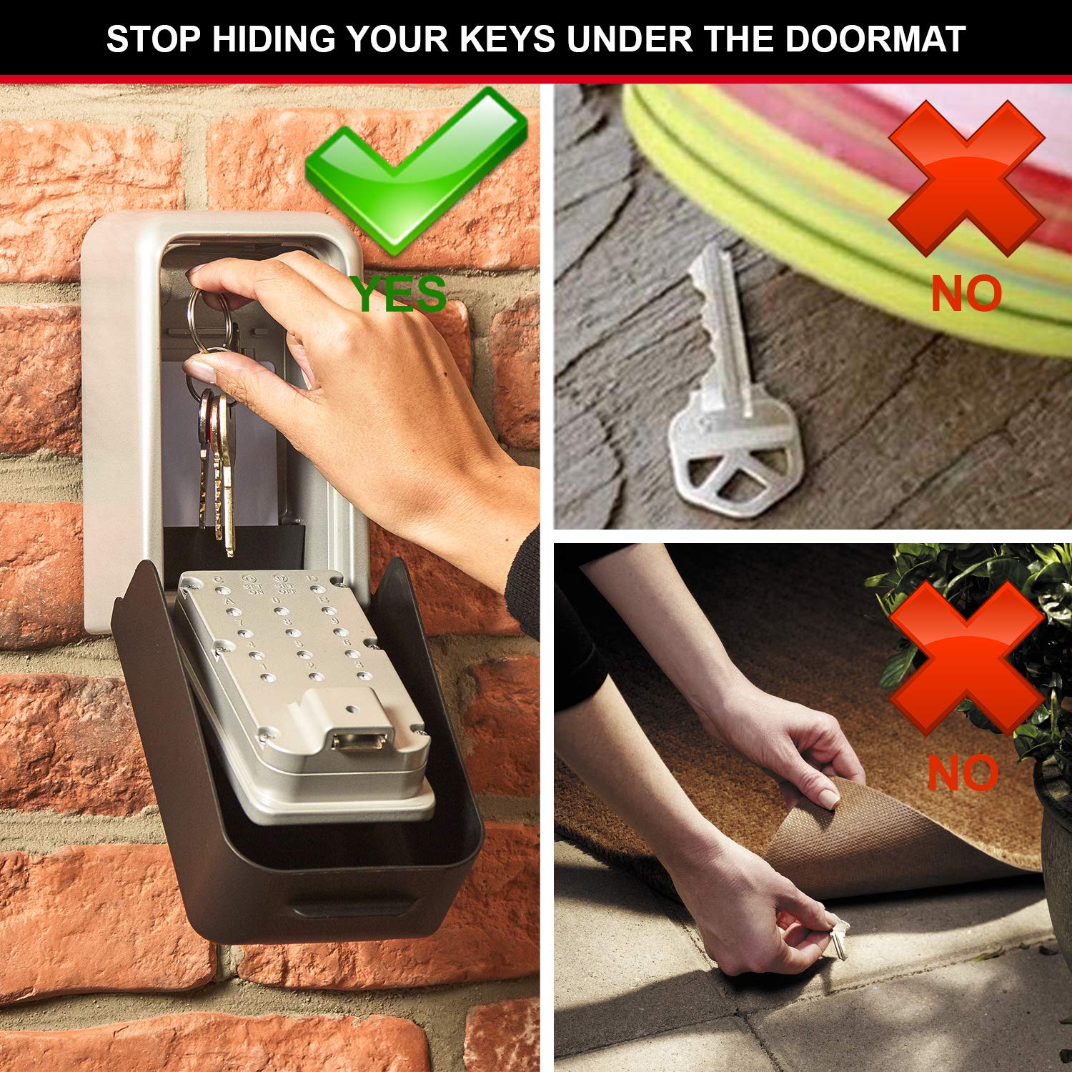 MASTER LOCK Extra Large Key Safe Wall Mounted, XL 106 x 146 x 53 mm, Outdoor, Mounting Kit, for Home Office Industries Vehicles, Black & Silver