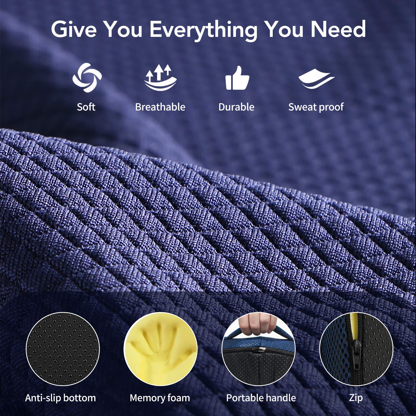 Feagar Seat Cushion for Back Pain - Orthopedic Non-Slip Memory Foam Coccyx Cushion for Tailbone Relief Sciatica Hemorrhoid, Office Chair Cushions