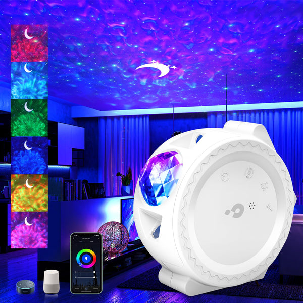 Galaxy Projector Night Light: 3 in 1 Star Lights Projector with Nebula Ocean Moon, Kids Adults 3D Starlight Projector Sensory Lights with Voice/Timer Control,Compatible Alexa Google Assistant