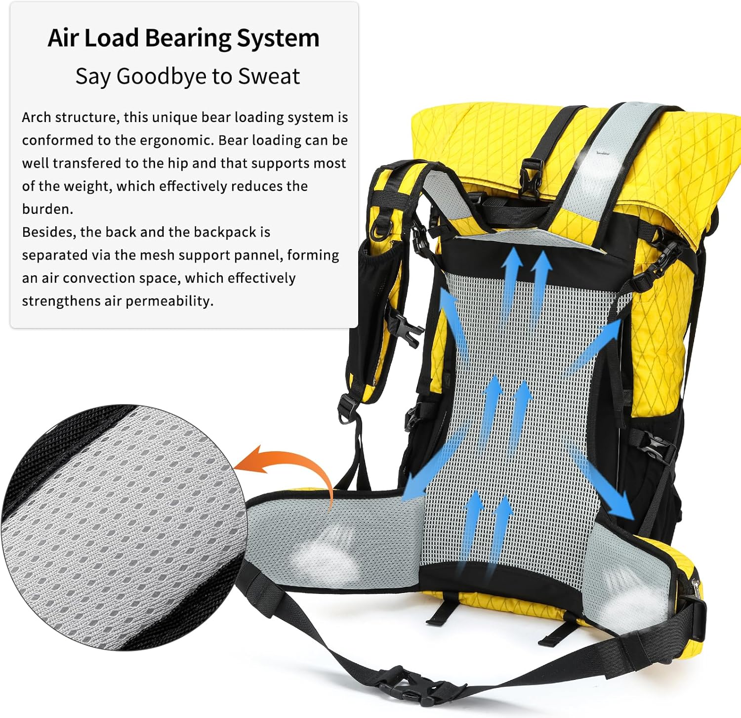 POWER KING 40L Expandable TO 50L Hiking Backpack,Upgraded X-PAC Scratch-proof Lightweight Large Rucksack for Mens Women, Outdoor Roll Top Camping Packsack, Fit for 15.6'' Laptop