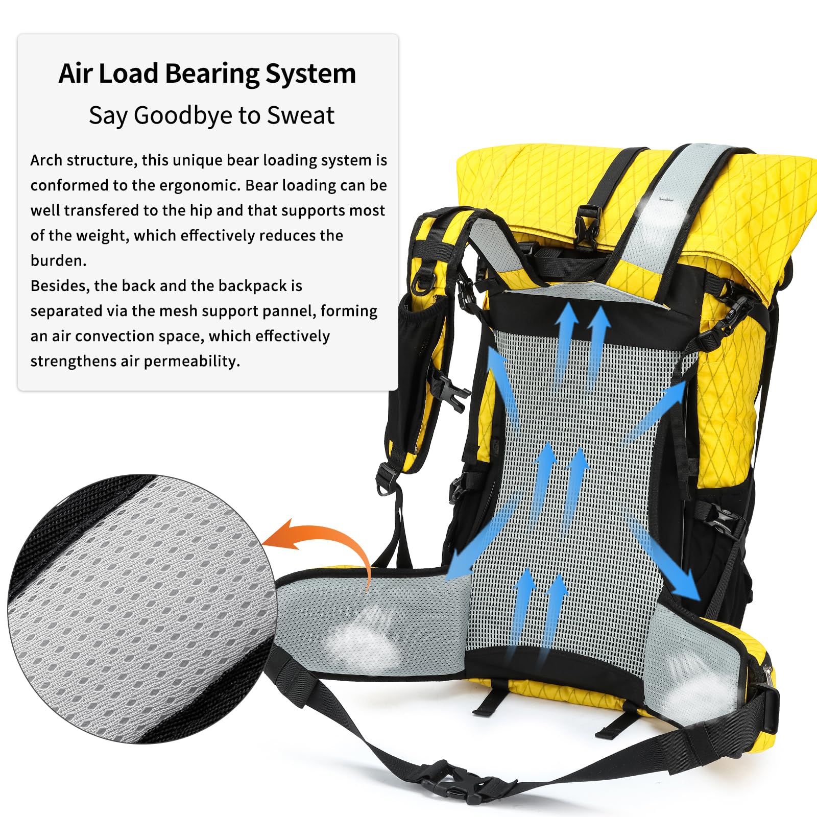 POWER KING 40L Expandable TO 50L Hiking Backpack,Upgraded X-PAC Scratch-proof Lightweight Large Rucksack for Mens Women, Outdoor Roll Top Camping Packsack, Fit for 15.6'' Laptop