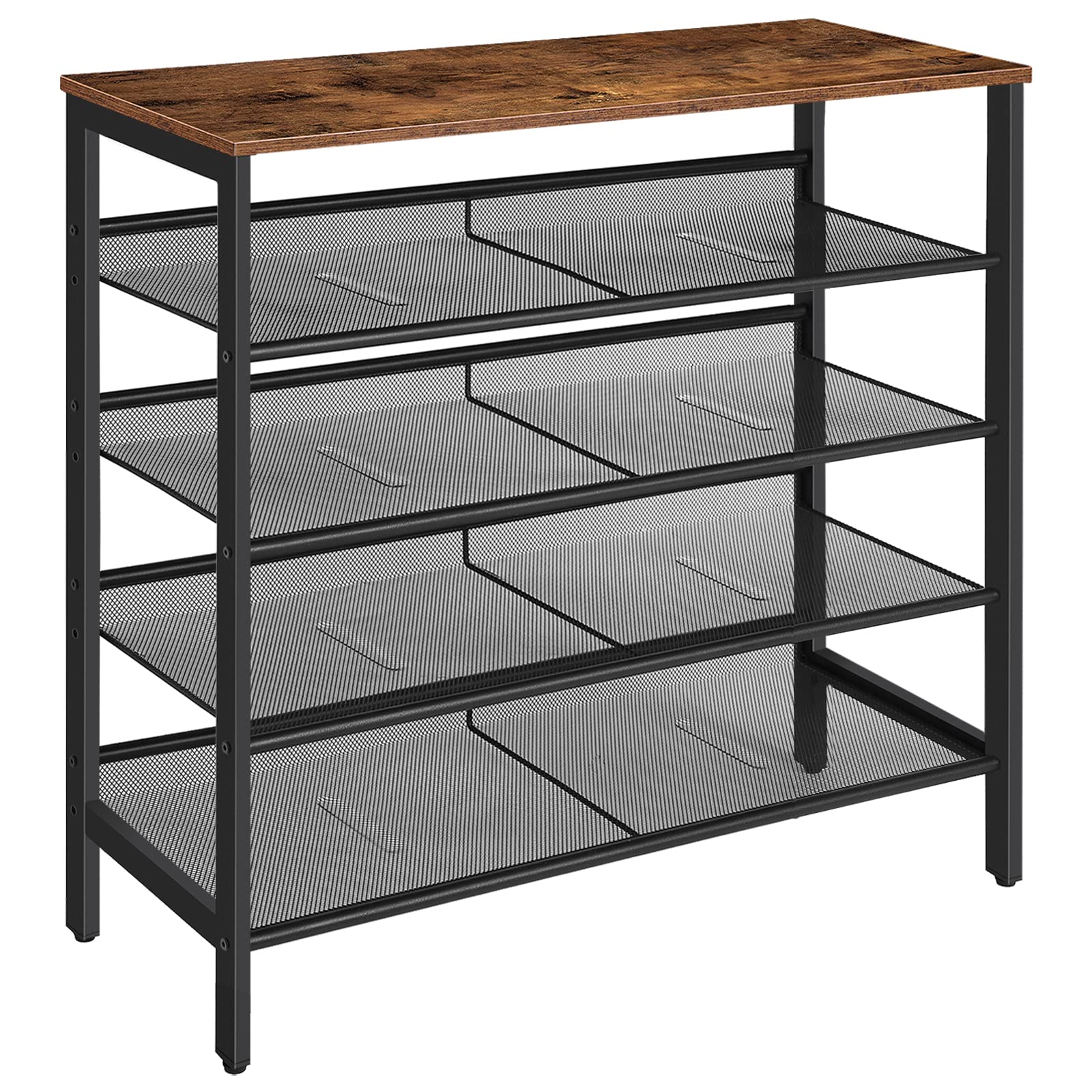 HOOBRO Shoe Rack, 5-Tier Shoe Organizer Shelf, 75 x 30 x 85 cm, with Flat or Slant Adjustable Shelf, Sturdy and Stable, Shoe Storage for Hallway,