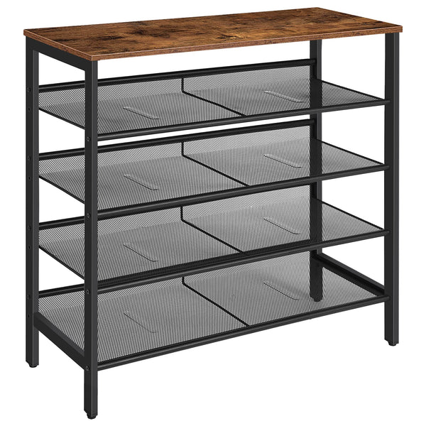 HOOBRO Shoe Rack, 5-Tier Shoe Organizer Shelf, 75 x 30 x 85 cm, with Flat or Slant Adjustable Shelf, Sturdy and Stable, Shoe Storage for Hallway,