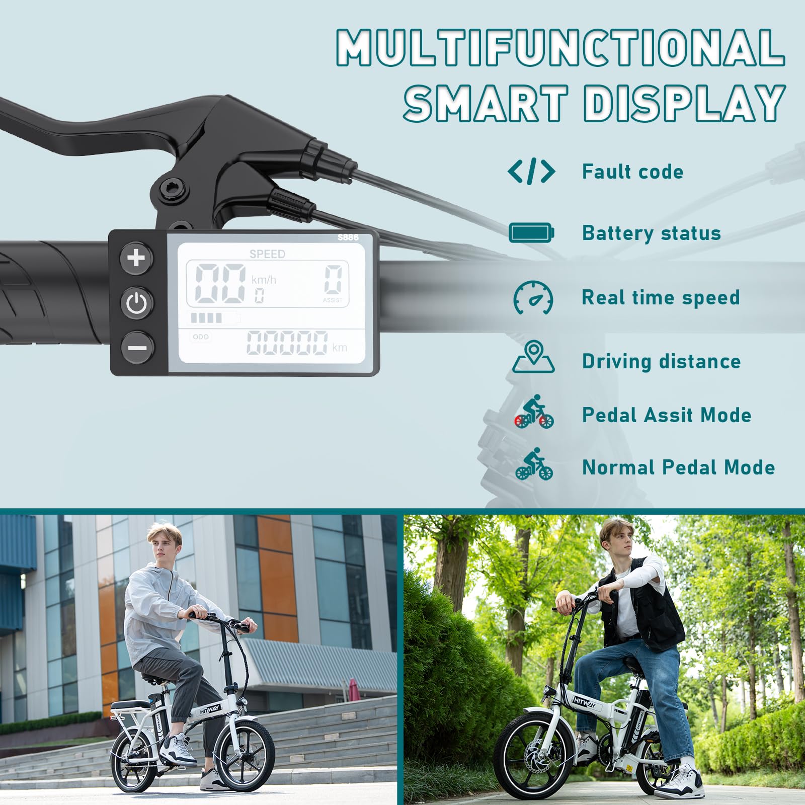 HITWAY Electric Bike E Bike Foldable City Bikes 36V/10.4AH Battery, 250W Motor, Assist Range Up to 35-90KM BK5S Electric Bicycles