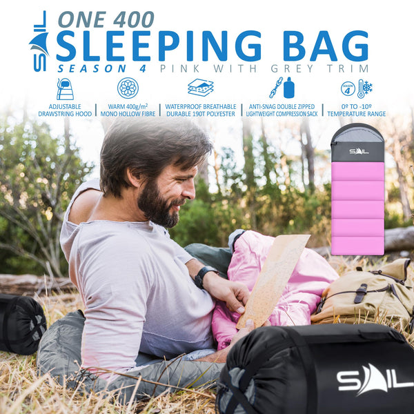 SAIL Sleeping Bag 3-4 Season Waterproof Indoor & Outdoor Use 1.3KG/2KG for Kids & Adults for Hiking, Backpacking and Camping