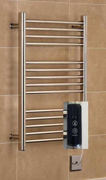 Manissa Siena Stainless Steel Electric Heated Towel Rail 300mm W x 720mm H Mirror Polished Finish Towel Radiator