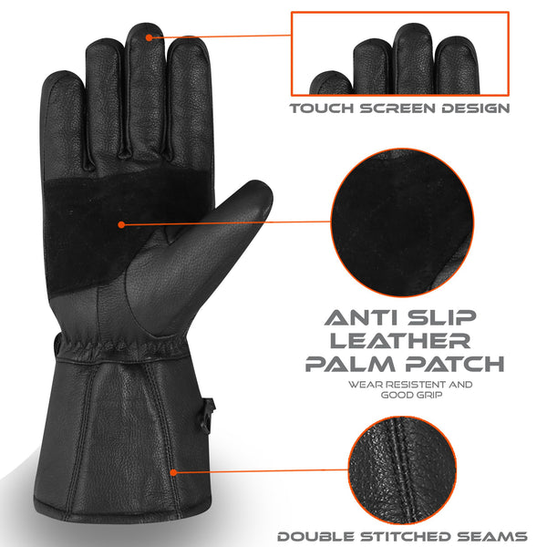 WESTWOOD FOX Motorbike gloves Thinsulate Thermal Motorcycle Leather Gloves Waterproof Winter Summer, mens gloves.