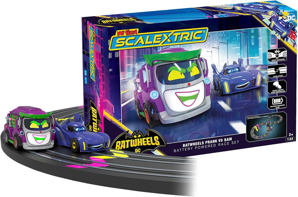 My First Scalextric Racing Track Sets for Kids Ages 3+ - G1187M Batwheels Prank vs Bam Battery Micro Race Car Set, Toy Cars Race Tracks for Boys. Incl. 2x Hand Controllers - Kids Toys Gifts