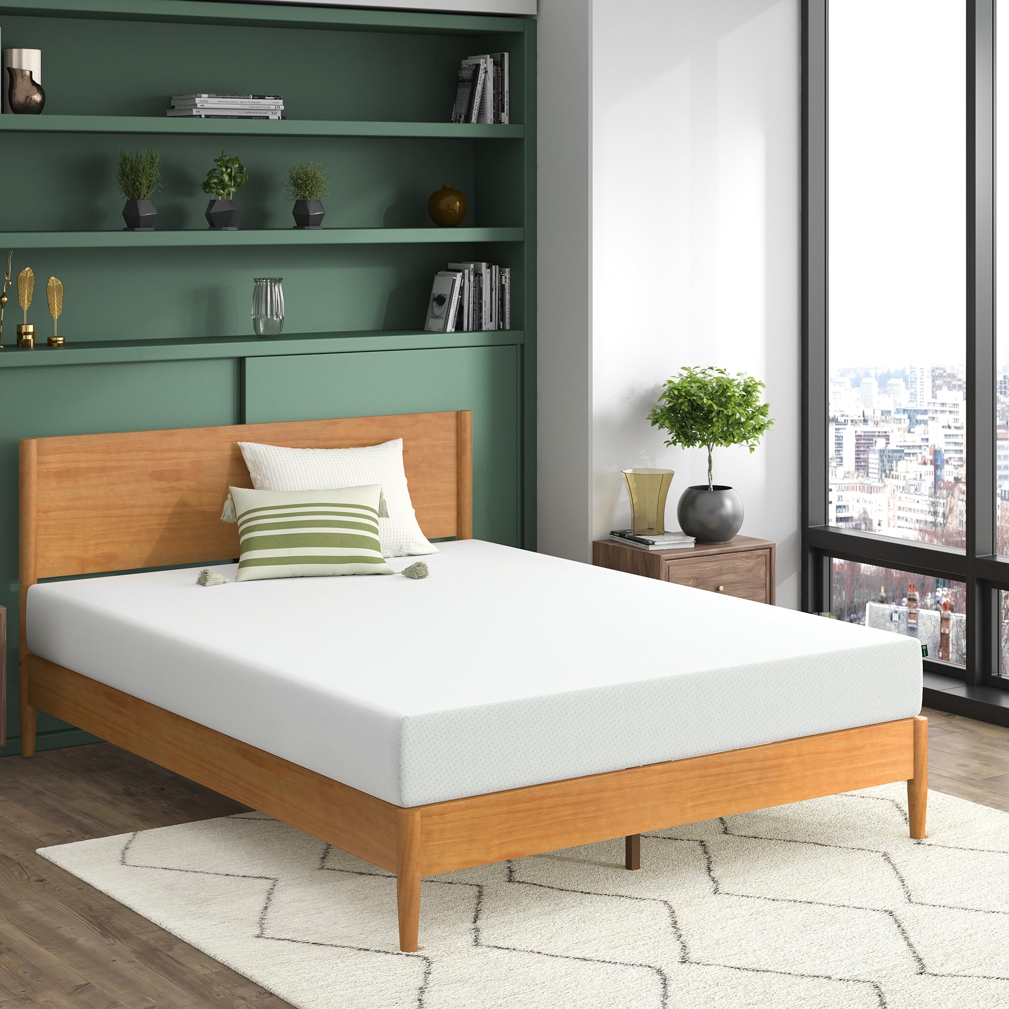 ZINUS Single Mattress - Memory Foam - 90x190cm/3x6ft - Height 13cm/5in - Medium Firmness - Orthopaedic Support with Comfort foam - Green tea Designed in UK standards