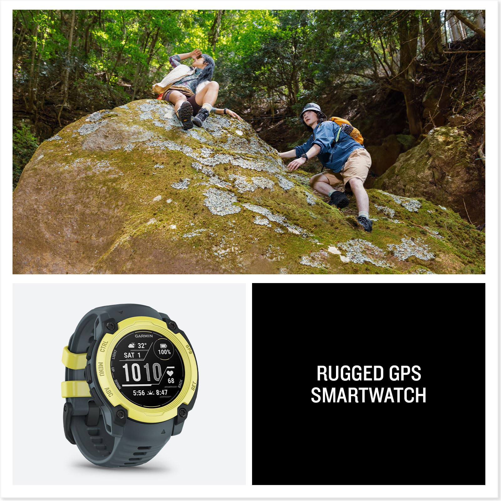 Garmin Instinct E GPS 45mm Smartwatch, Rugged watch with essential smart features, Built-in Sports Apps, Supertough Design Features, up to 16 days Battery Life, Electric Lime