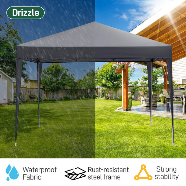Outopee 3m x 3m Ez Pop Up Canopy Tent with 4 SideWalls, Outdoor Gazebo Portable Instant Canopy for Commercial Events, Party, Backyard BBQ, Camping, Blue