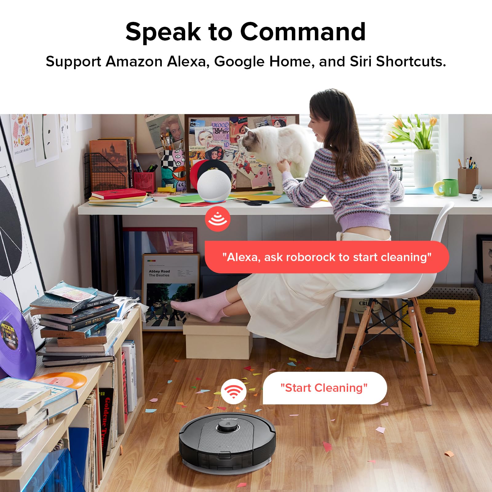 roborock Q5 Pro+ Robot Vacuum Cleaner with Mop, Self Emptying, 5500Pa, DuoRoller Brush, Up to 7 Weeks of Hands Free Cleaning, Precise Navigation, Robot Vacuum and Mop, Ideal for Hard Floors, Pet Hair