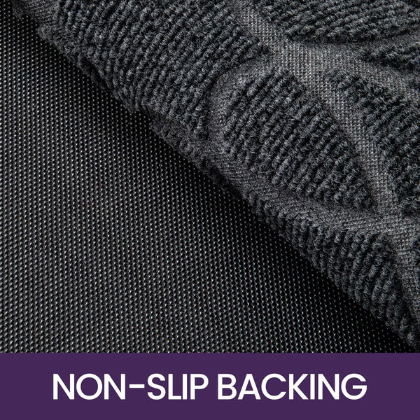 DEXI Door Mat 60 x 90 cm, Rubber Backing Dirt Trapper, Heavy Duty Non-Slip Entrance Rug, Easy Clean Shoes Scraper Doormat for Outdoor and Indoor, Grey