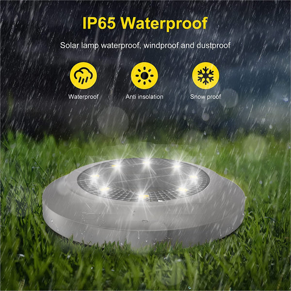 Solar Lights Outdoor Garden,600mAh Solar Ground Lights, 8 LED Solar Disk Lights for Garden Lawn Pathway Yard Landscape Walkway（8 Pack Bright White） ﻿