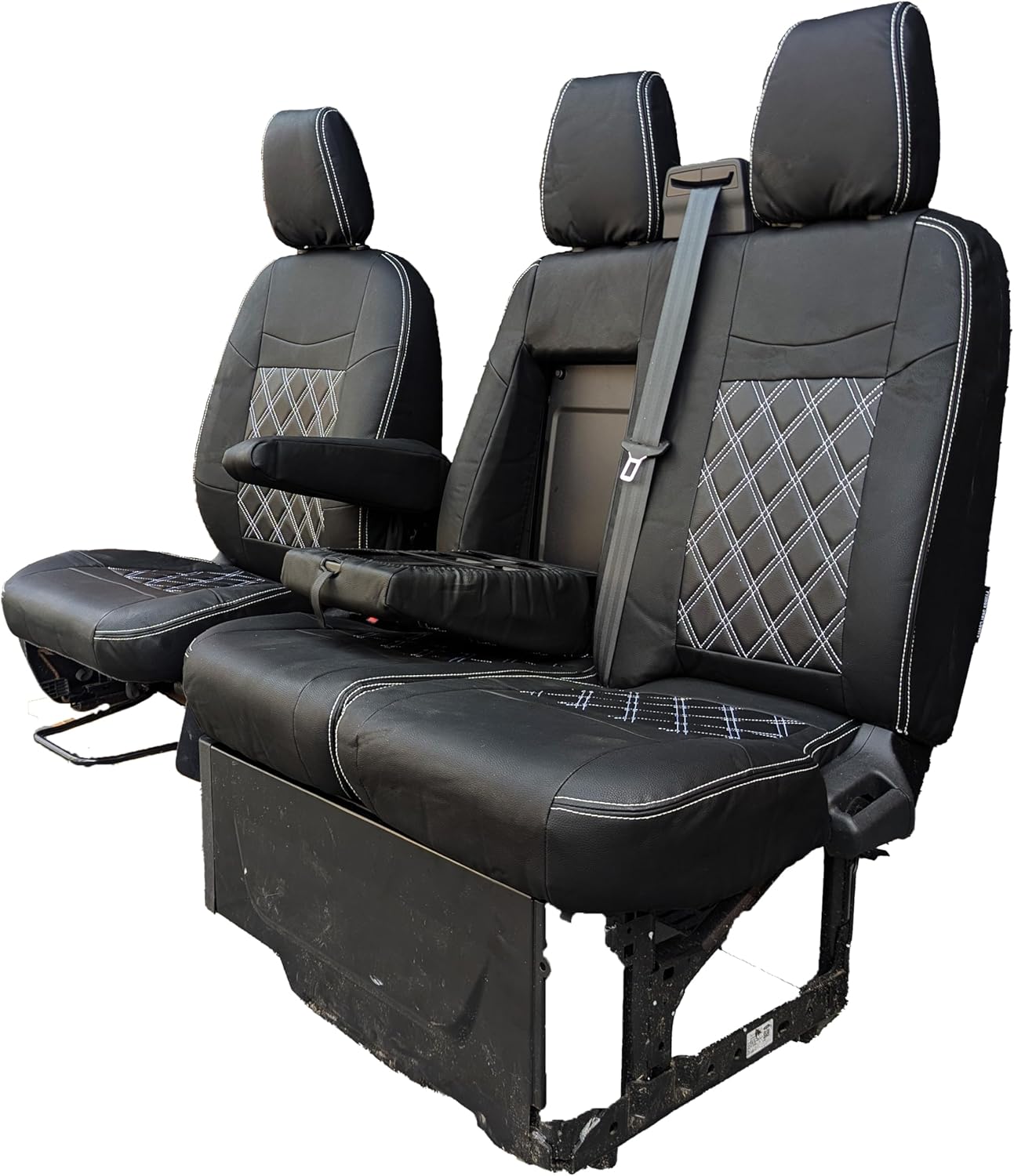 Seat Covers to fit the Ford Transit Custom 2013 to 2023 | Tailored Driver & Double Passenger | Leather Style to Fit the Ford Transit Custom Seat Covers