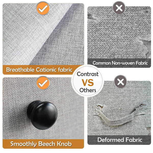 LYNCOHOME Chest of Drawer Bedroom, Drawers Storage Unit, Fabric Dresser with Metal Frame and Wooden Top, for Bedroom Living room, Nursery, Closet