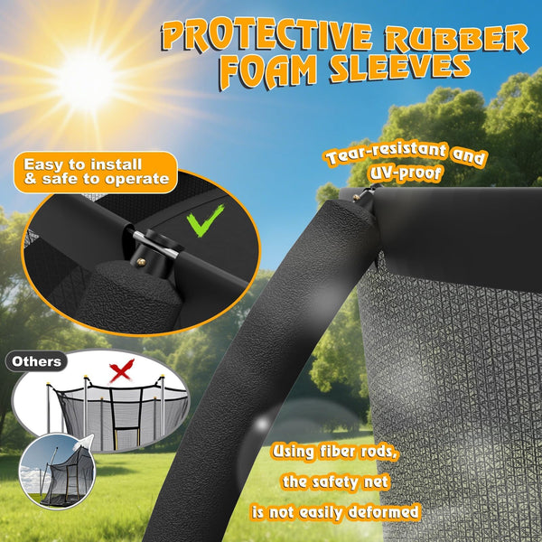 Devoko Outdoor Trampoline 7.5ft/10ft/12ft/14ft GS Certified Garden Trampoline With Safety Net,Non-Slip Ladder& Shoe Organiser,Available For Toddlers And Adults,Up to 150kg