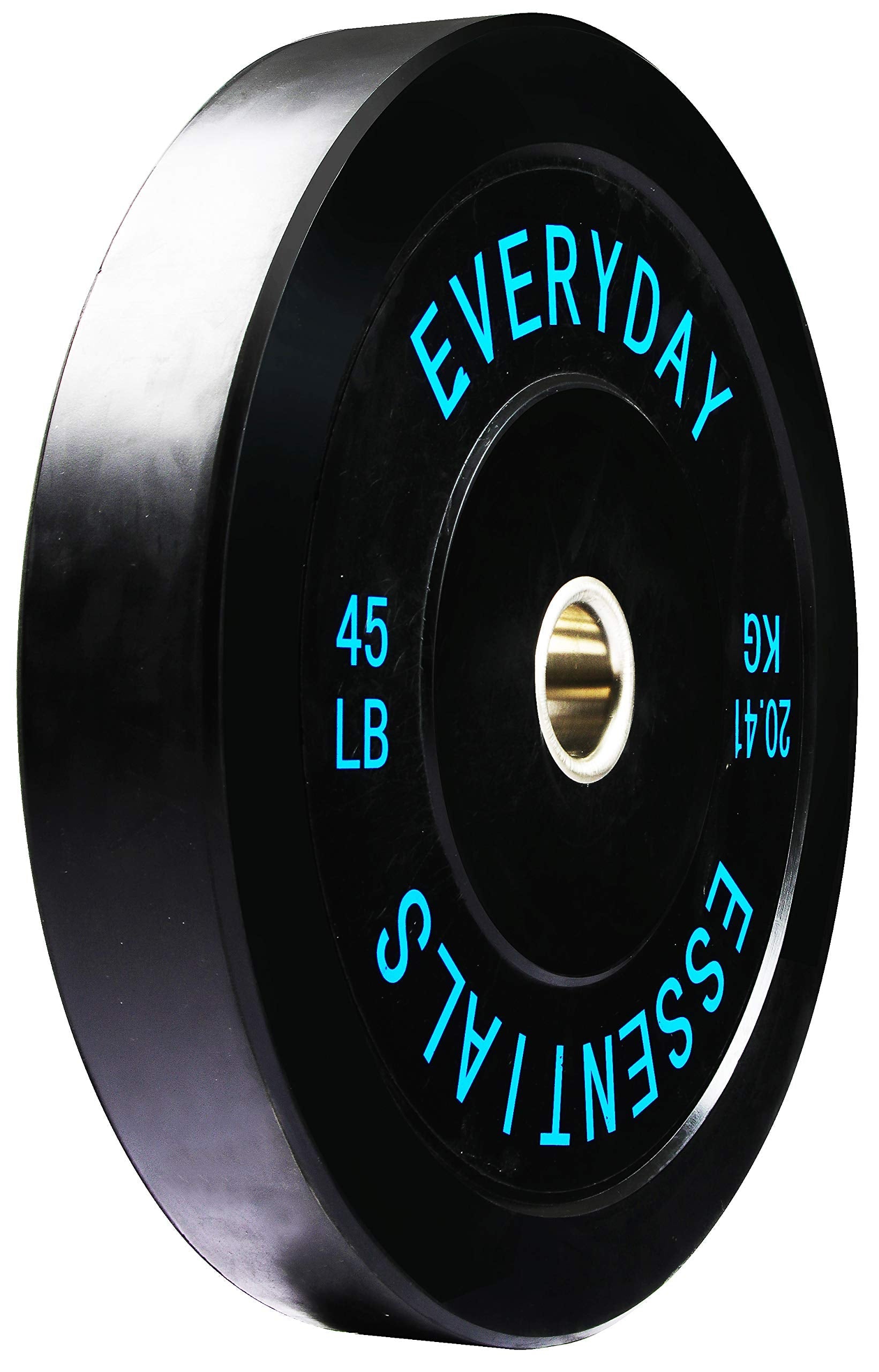 Everyday Essentials Color Coded Olympic Bumper Plate Weight Plate w Steel Hub, Single, Black, 45 Pounds