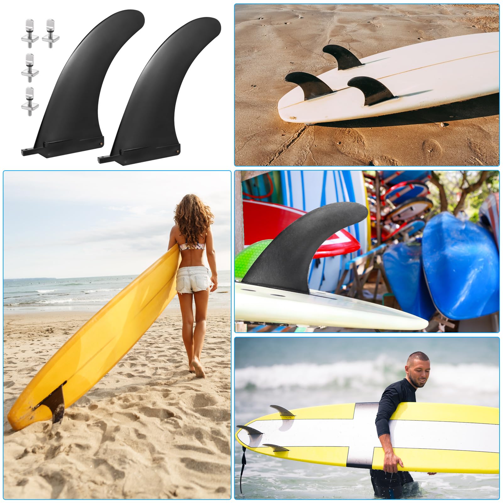 Zocipro Removable Universal SUP Fin, Nylon Safe Reinforced Surfboard Fins, Paddle Board Fins as SUP Fin Replacement Canoe Accessories for Longboard Surfboard, Inflatable Paddle Board, Foam Surfboard