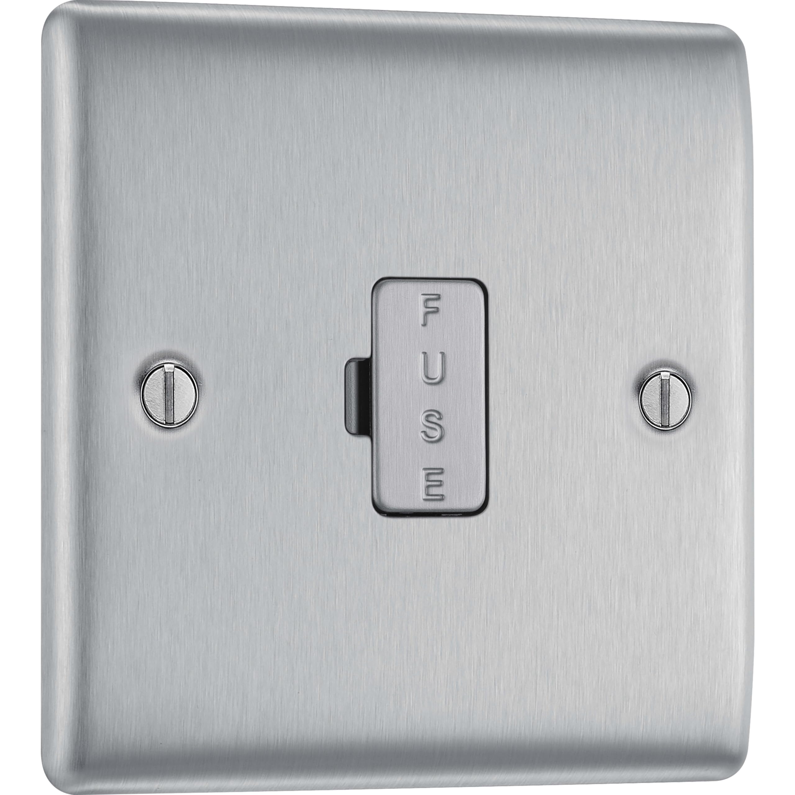 BG Electrical Cooker Switch with Socket and LED, Cooker Control Unit, Control Socket, Double Pole, Raised Profile, Round Edges, Nexus Metal, Brushed Steel, Grey Inserts, 45A, NBS70G