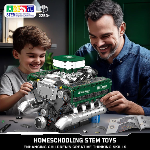 Mould King V12 Engine Building Block Sets, V12 Engine Model Kit That Runs, MOC Engineering Model Building Kit with Battery and Motor, Engineering Building Blocks for Adults (3472 PCS)