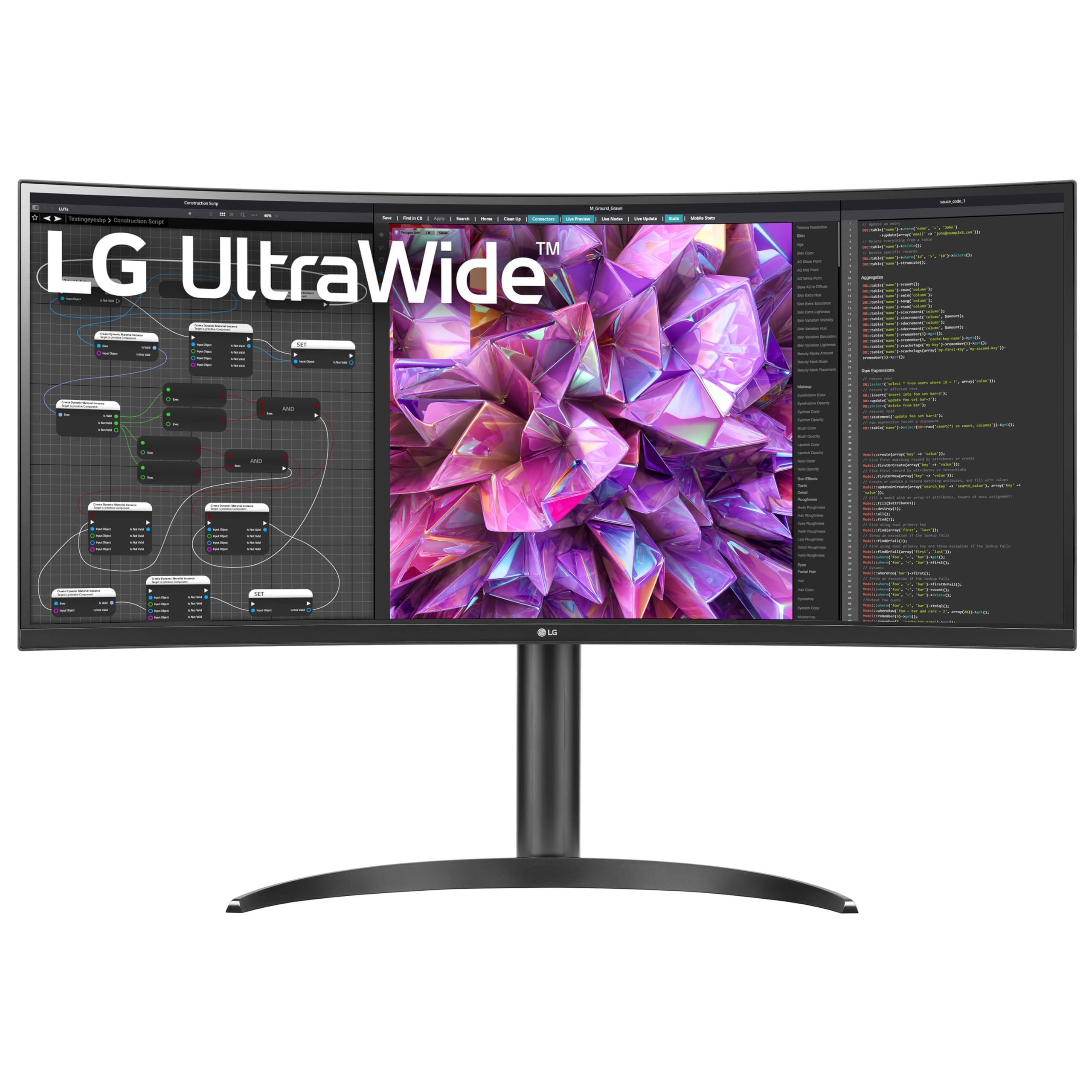 LG Electronics Curved UltraWide Monitor 34WR55QK, 34 inch, 1440p, 100Hz, 5ms Response Time, VA Panel, Smart Energy Saving, USB-C (65W Power Delivery), Displayport, HDMI