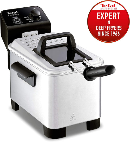 Tefal Deep Fryer Easy Pro, Stainless Steel, 3L capacity, 1.2kg, 4 Portions, 2100W, Semi Pro, Kitchen Fryer, Compact, Chips, Easy Cleaning, FR333040