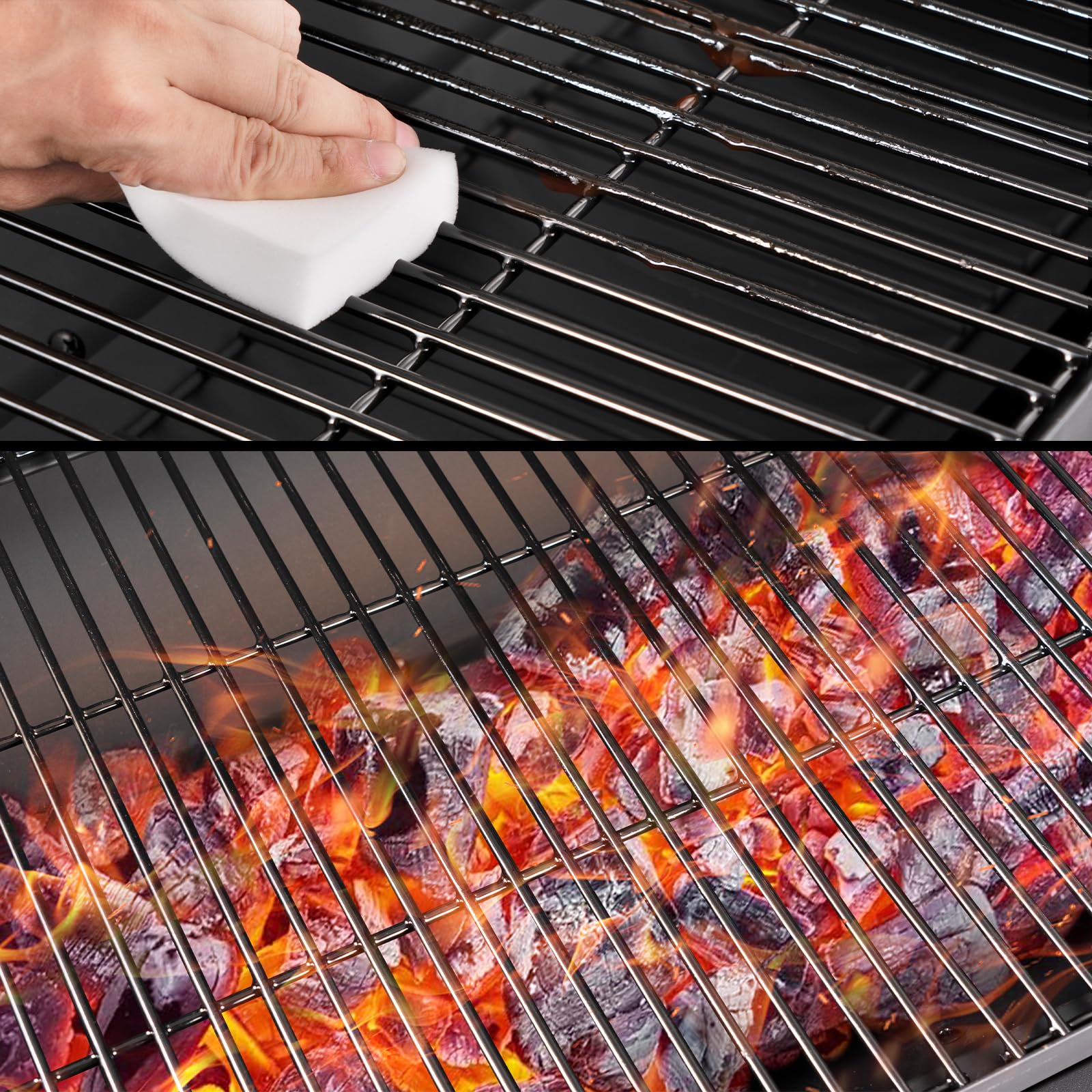 Charcoal BBQ Grill Smoker with Side Shelves, Portable Barrel Barbecue Grill Outdoor with Temperature Gauge, Warming Rack, Stainless Steel Racks, and Air Vents for Camping and Garden