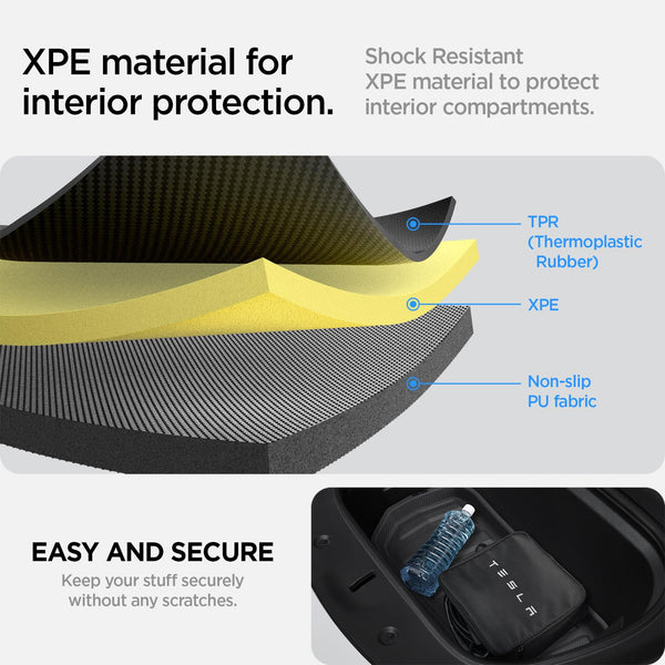 Spigen Tesla Model Y (~2024) Front Trunk Mat Cargo Liner, All Weather Floor Mats, Boot Liner, Waterproof, Easy To Clean Material, Designed for Model Y Accessories - Carbon Edition