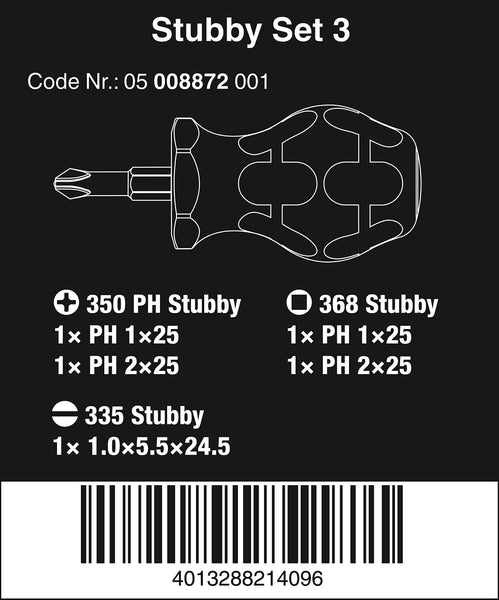 Wera 05008876001 Stubby TX 1 Screwdriver Set