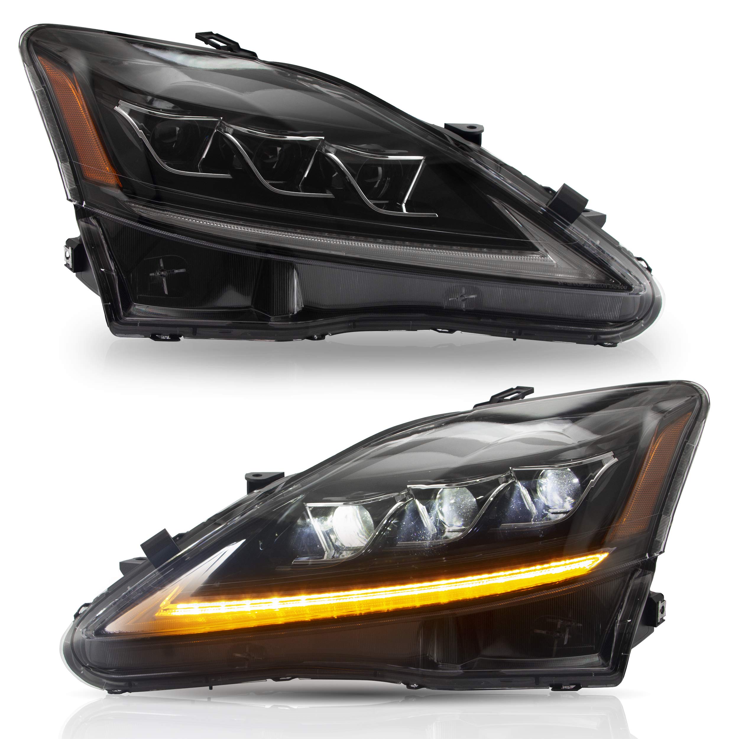 VLAND LED Taillights Fit for Lexus IS250 IS350 2006-2012 Rear Lights withSequential Turn Signal, Smoked