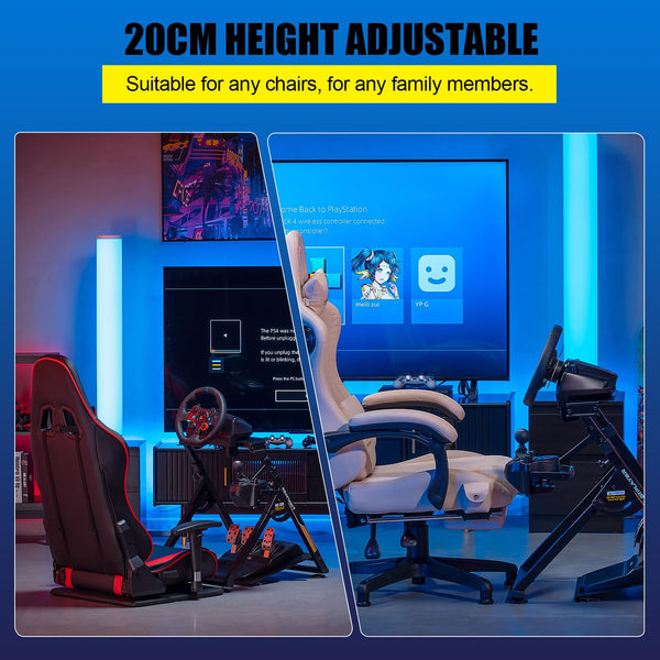 GTPLAYER Steering Wheel Stand for G25 G27 G29 G920 Foldable Racing Wheel Stand with Cup Holder Adjustable Height/Angle, Driving Simulator Gaming Wheel Stand