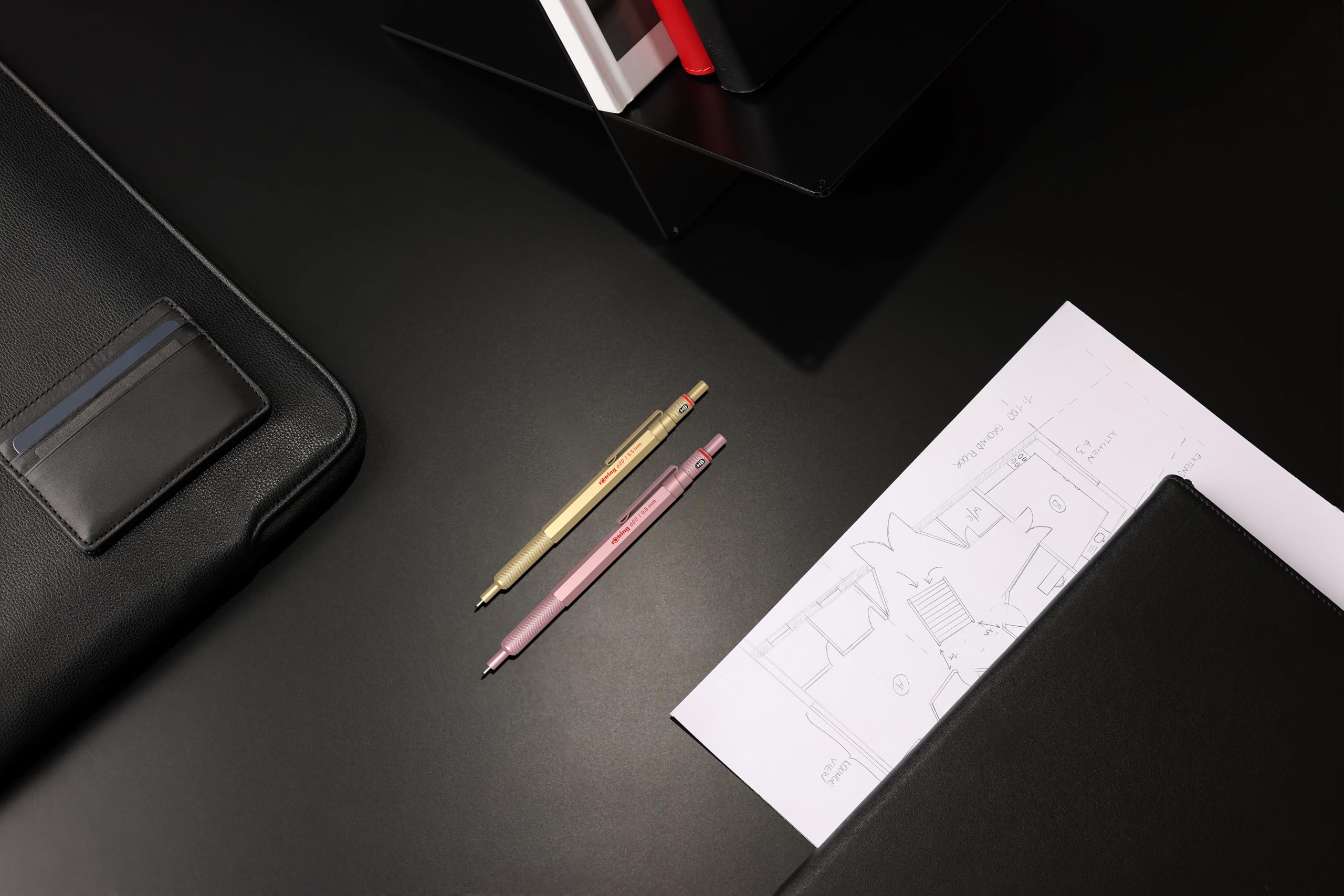 rOtring 600 3-in-1 Multicolour Pen and Mechanical Pencil | Black & Red Ballpoint Pen Tips | 1 Mechanical Pencil Tip (0.5mm) | Silver Barrel