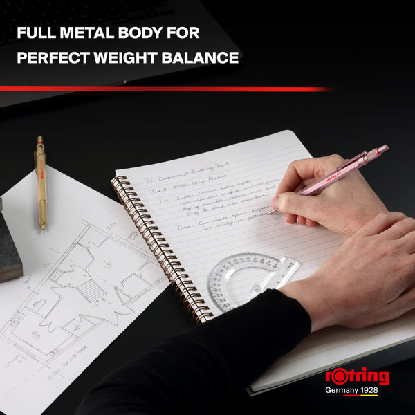 rOtring 600 3-in-1 Multicolour Pen and Mechanical Pencil | Black & Red Ballpoint Pen Tips | 1 Mechanical Pencil Tip (0.5mm) | Silver Barrel