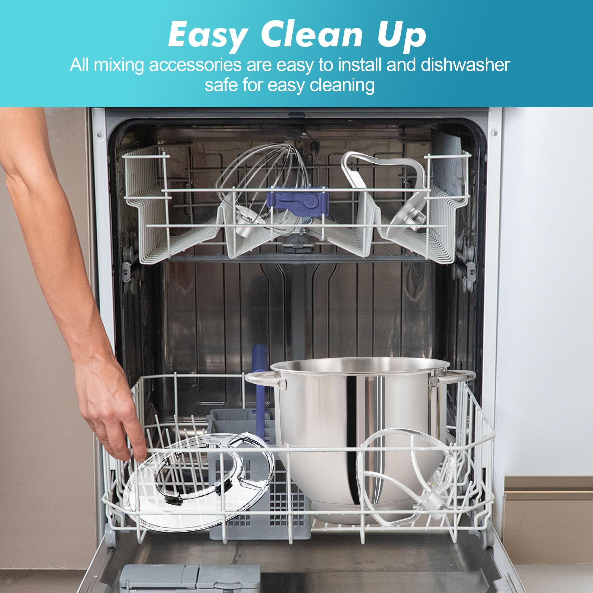 Aucma Stand Mixer, 6.2L Food Mixers for Baking, Electric Kitchen Mixers with Bowl, Dough Hook, Wire Whip & Beater (6.2L, Black)