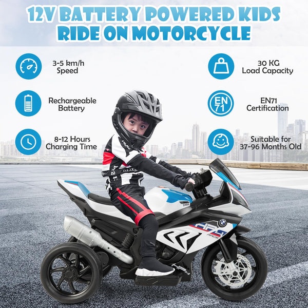 COSTWAY 12V Kids Electric Motorbike, Licensed BMW Ride on Motorcycle with Headlight, Music, Horn, MP3, USB Port, Battery Powered Vehicle Toy for 37-96 Months (Red)