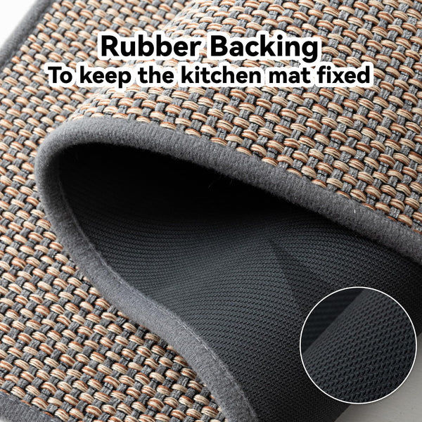 SIXHOME Non-Slip Kitchen Runner Mats - Washable, Absorbent & Stain-Resistant Floor Mats, 50 x 180cm, Grey