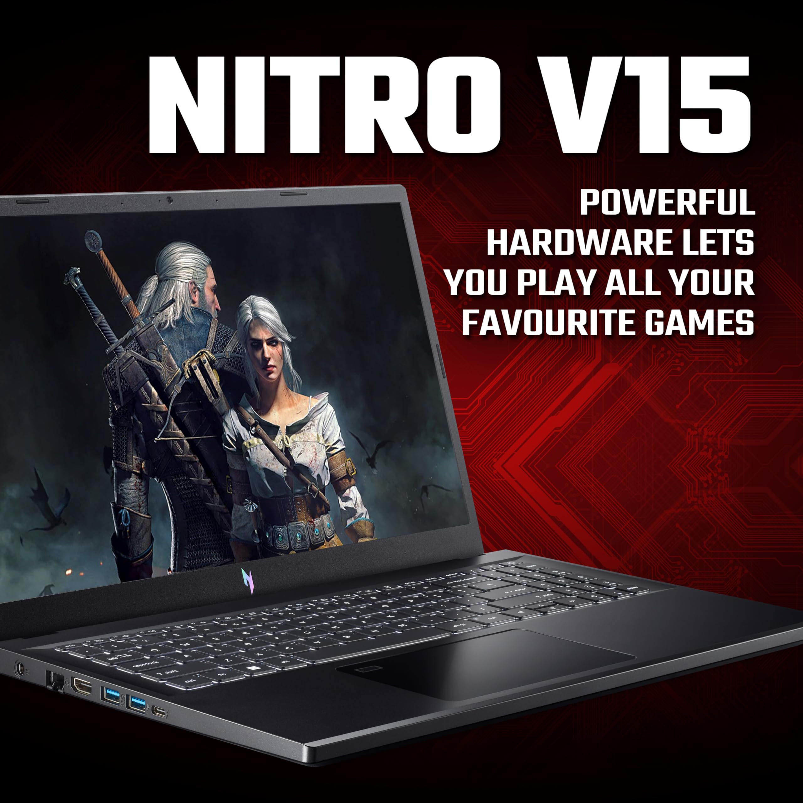 Acer Nitro V 15 ANV15-51 Gaming Laptop - Intel Core i5-13420H, 8GB, 512GB SSD, NVIDIA GeForce RTX 2050 4G, 15.6" Full HD IPS 144Hz, Windows 11, Black