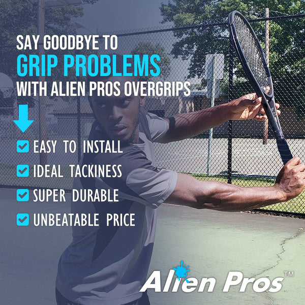 Alien Pros Tennis Racket Grip Tape (60 Grips) ? Precut and Dry Feel Tennis Grip ? Tennis Overgrip Grip Tape Tennis Racket ? Wrap Your Racquet for High