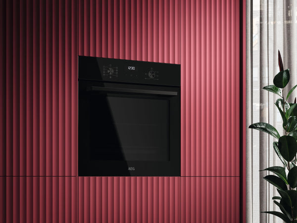 AEG 3000 Series Surroundcook Integrated Oven BEX335011B, 72L Multilevel Cooking, Turbo Grill, Defrost, Led Display, XL Baking Tray, Aqua Clean, Built-in Oven 590x560x550mm, Class A+++ Black