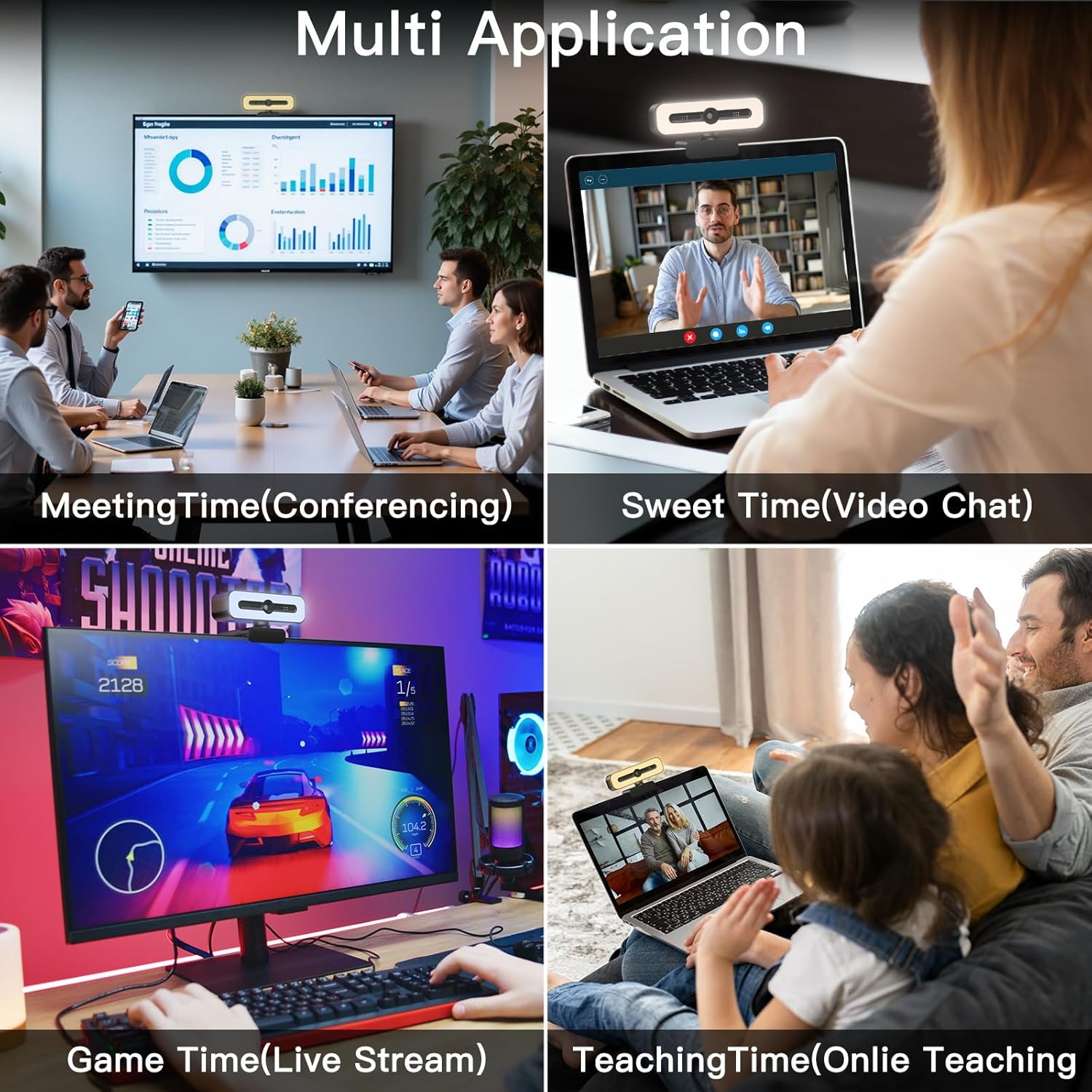 Webcam for PC with Microphone, 4K Webcam Streaming Camera, Web Cam with Cover and Rotatable Clip for Desktop, Laptop, Plug and Play USB Camera for Video Calling, Conference, Meeting, Studying, Gaming