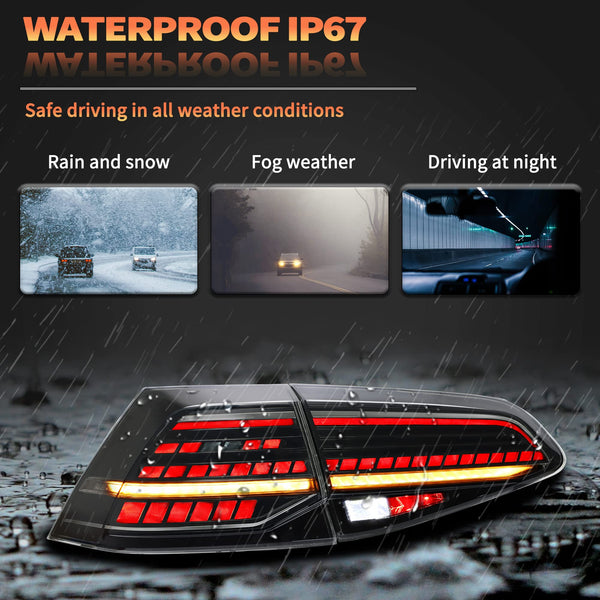 VLAND LED Rear Lights compatible with Golf MK7 Golf MK7.5 Hatchback 2012-2020 [Not fit MK7.5 GTI & R], w/Sequential indicator, Driver & Passenger Side - Red