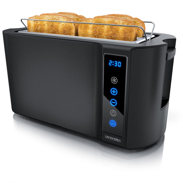 Arendo - 4 Slice Long Slot Toaster - Touch Panel - Remaining Time Display - Double Wall Housing  with Warming Rack  7 Browning Settings  Auto Bread