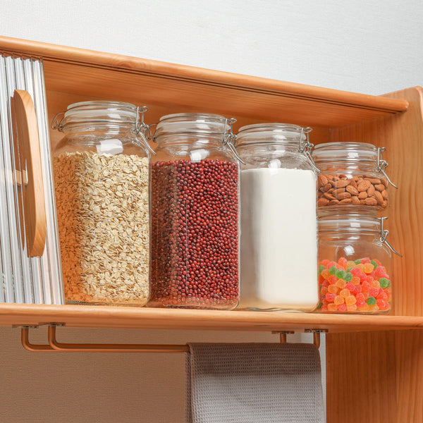 ComSaf Glass Storage Jars with Lids 2300ML Food Canisters Set of 3 - Airtight Clear Preserving Seal Wide Mouth Containers with Wire Clip Fastening for