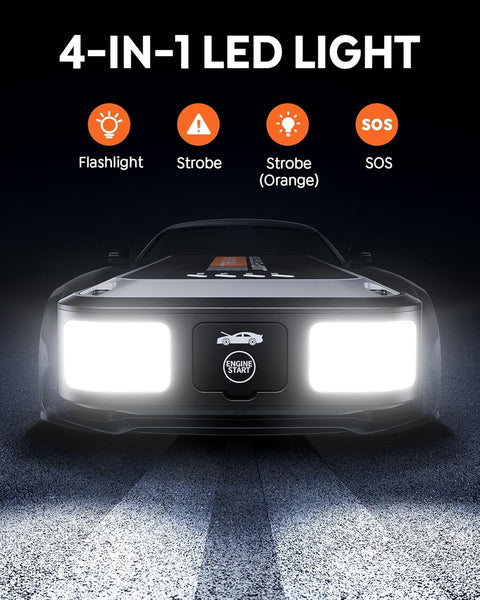 TREKURE 4000A Jump Starter Power Pack, 12V Car Battery Booster Jump Starter (up to 9.0L Gas or 8.5L Diesel Engine), Car Starter Power Bank with LED Flashlight, Jump Pack with Jump Leads