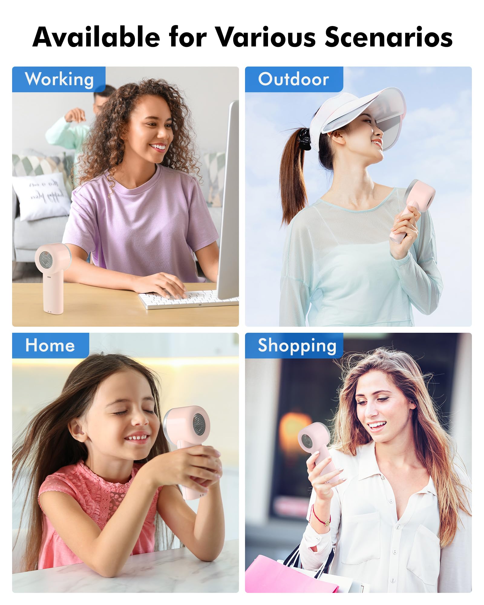 WHATOOK Handheld Fan, 2024 High Speed Cooling Turbo Mini Portable Rechargeable Fan with LED Display/2H Fast charging, Personal Small Stylish 5 Speeds Fan for Man Outdoor Beach Travel Vacation