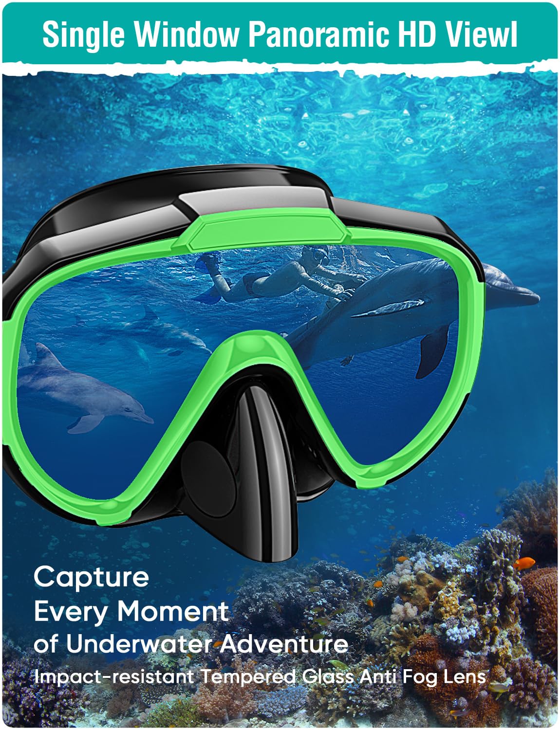 Lealinga Snorkel Set Adults Snorkel Mask Anti-Fog Panoramic View Diving Mask Dry Top Snorkel Kit with Travel Bag Diving Set for Snorkeling Scuba Diving Swimming Travel